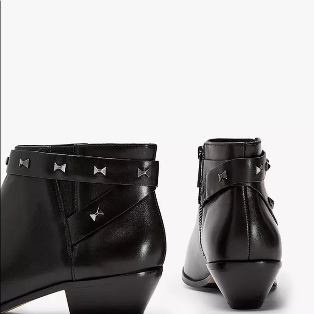 TED BAKER WESTERN HOMADA ANKLE BOOTIES BLACK LEATHER BOW STUDS NWT SZ 8 - Picture 9 of 12